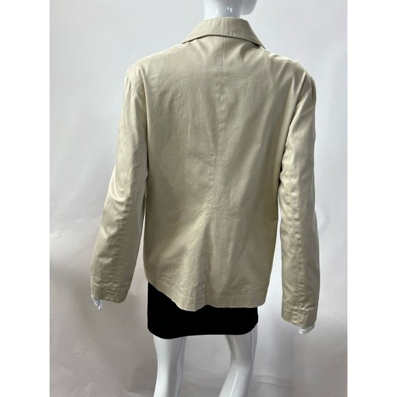 Gap Womens Jacket Coat Beige Cotton Blend Button Stretch Collar Pockets Lined 10 - Picture 7 of 12
